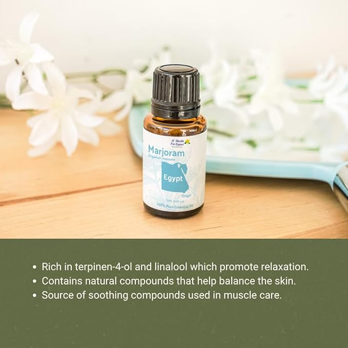 Nature Packaged Marjoram Essential Oil - Direct from Al Sheikh for Export Egypt - Steam Distilled - Aceite de Mejorana for Aromatherapy, Massage, Diffuser, DIY Candle and Soap Making - 2lbs