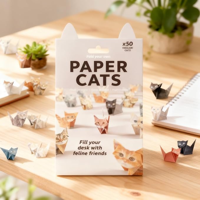 2PCS DIY Craft Set with Pre-printed Sheets - Paper Cats Origami Kit, Fold Your Own Cat & Dog Paper Art, Creative Desk Decor for Beginners
