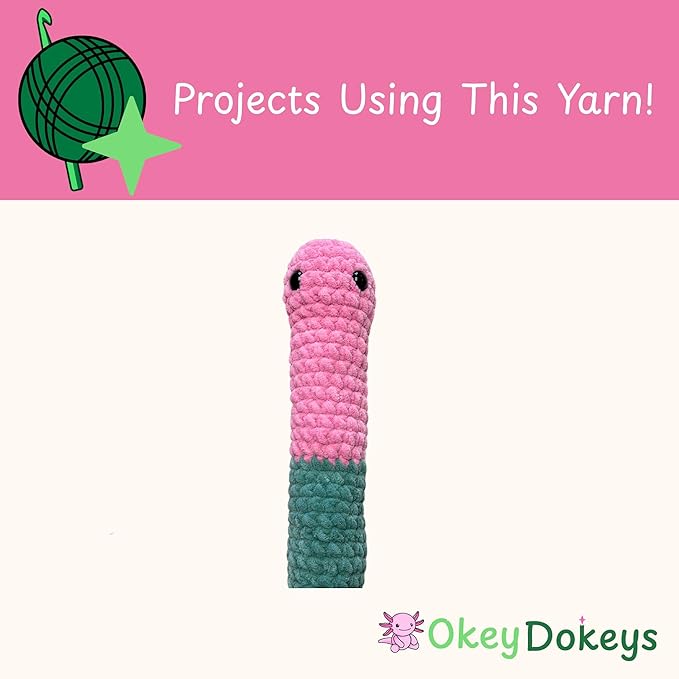 Okey Dokeys 300g Jumbo Velvet Chenille Yarn 7 Jumbo – Plush, No-Fray, Durable Plushies, Posh Soft Crochet Projects Beginner Friendly (130 yds) (Raspberry Ice Cream Pink (105), 1 Pack (17.90/Skein))