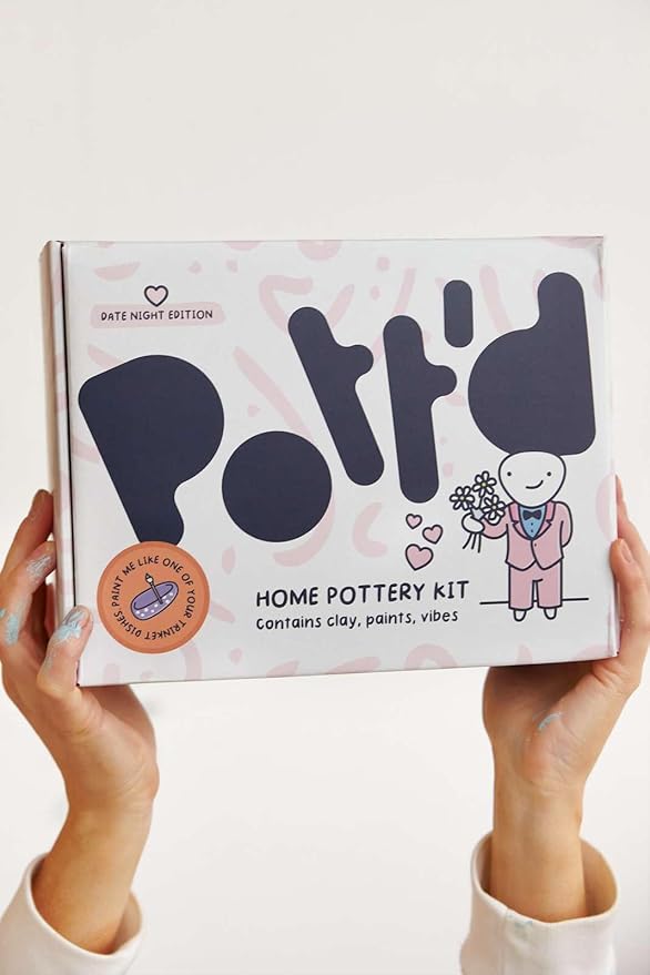 Pott'd Air Dry Clay for Adults Date Night Special Edition. Beginners Home Pottery Kit for Adults. DIY Craft Kit for Adults. Kit Includes: Air-Dry Clay, Tools, Paints, Brushes, Sealant, How-to-Guides