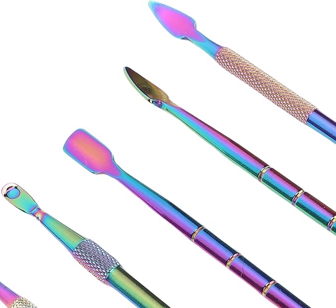 LOCADENCE 6Pcs Double Ended Carving Tools, Clay Sculpting Tools with Silicone Container, Stainless Steel Wax Sculpting Tools for Wood, Wax, Clay, Pottery, Rainbow Color