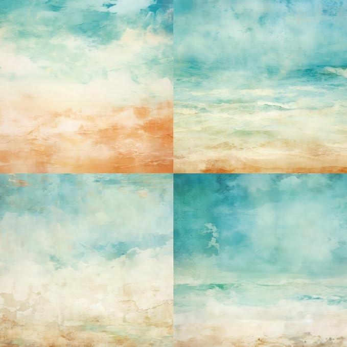 DESEACO Scrapbook Paper Pad 6x6 Craft Paper Single-Sided Watercolor Seaside Background Beach Ocean Theme, Wedding, Birthday Party Decoration Sheets 24