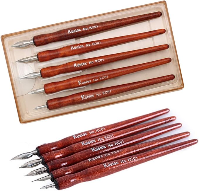 SIPLIV Redwood Professional Manga Pen Dip Pen Set Manga Cartoon Comic Drawing Painting Kit - 5 Pcs