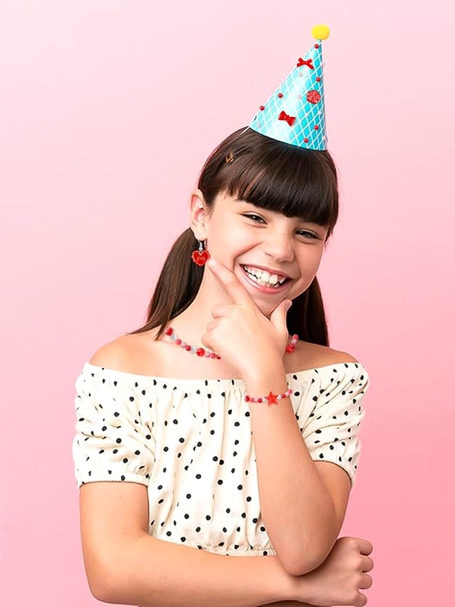 150PCS Christmas Acrylic Pastel Beads for Jewelry Making, Kalolary Colorful Bow Butterfly Flower Kawaii Plastic Candy Heart Cute Macaroon Aesthetic Beads for Bracelet Necklace DIY Supplies (Red)