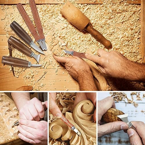 Wood Carving Kit, Wood Carving Tools Set with Wood Carving Knives Detail Knives Blocks Gloves Whittling Kit for Beginners Adults Kids Woodworking Tools for Spoon, Bowl, Kuksa Cup (26PCS) - Image 7