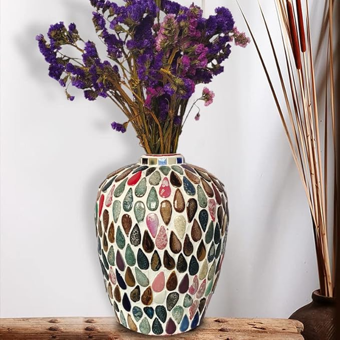 500g/1.1lb Random Color Irregular Ceramics Mosaic Tiles,DIY Making Creative Ceramic Mosaic Tiles for DIY Craft Plates Flowerpots Vases Cups Mosaic Making Supplies (Small Raindrop)