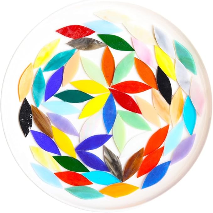 80pcs/100g Petal Leaves Mixed Colors Shine Crystal Series Mosaic Tiles, Glass Mosaic Tiles Glitter Crystal Mosaic Perfect for Home Decoration Crafts, 1.1x2.5 cm (Purple)