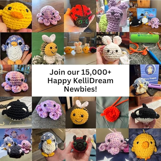 KelliDream Magic Circle Tool Inclusive Learn to Crochet Kit for Beginners; Step-by-Step Video Tutorials; All Supplies to Make Cute Amigurumi (Sunny Creatures)