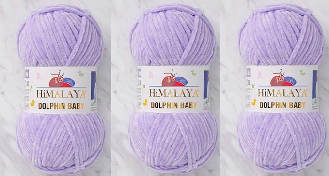 3 Skein/Pack Himalaya Dolphin Baby Chenille Yarn, Each Ball 100 gr (3.5 oz), 120 m (132 Yards), 100% Polyester, Super Bulky Baby Blanket Velvet Amigurumi Yarn, 80305 - Lavender
