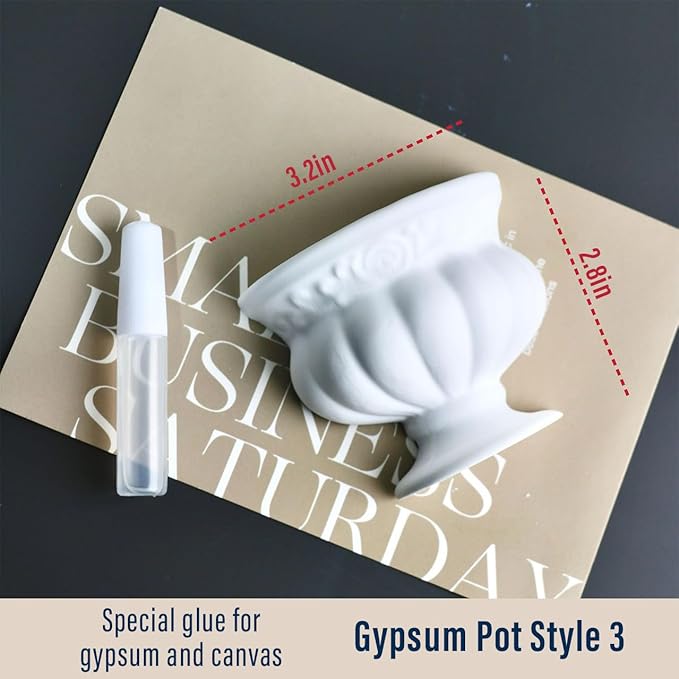 Artistic Oil Painting & Plaster Vase Set - DIY Dried Flower Holder, Separated Components for Easy Assembly, Decorative Wall Art & Textured Vase for Living Room, Bedroom, Office Home Table Decor (L)