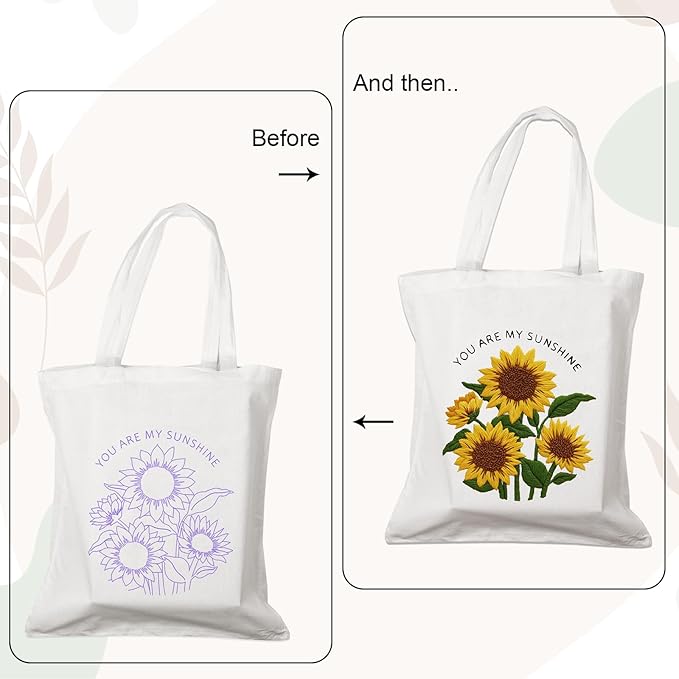 Nuberlic Canvas Tote Bag Embroidery Kit for Beginners Adults -Cross Stitch Kits Needlepoint with Sunflower Pattern Bag Reusable Eco-Friendly Shopping Bag