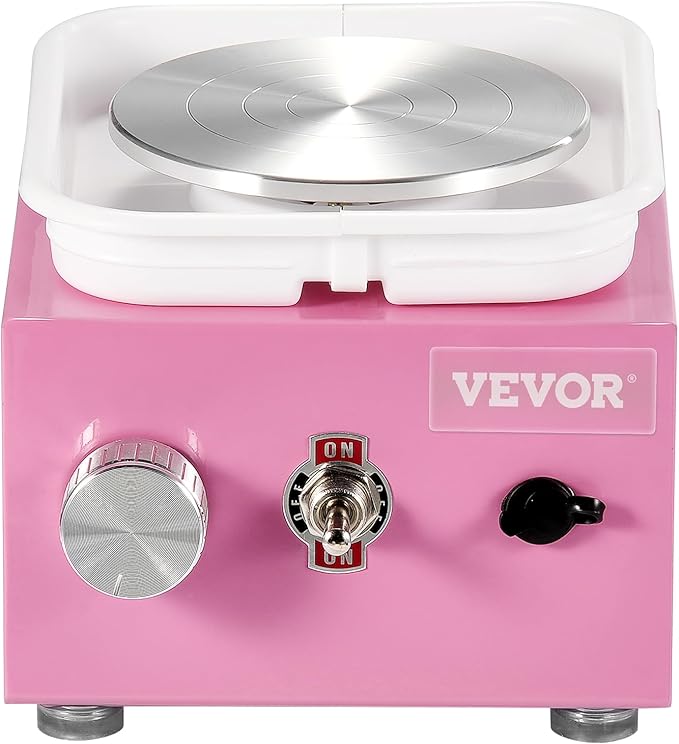 VEVOR Mini Pottery Wheel for Kids & Adults Beginners, 2 Turntables 2.6in/3.9in & Two-Way Rotation, Adjustable Speed, Complete Pottery Kit with 18 Accessories for Girls Birthday Christmas Gifts, Pink