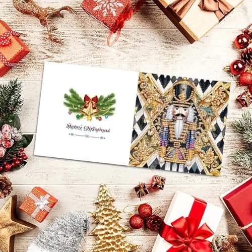 jinglinhh 6pcs Diamond Art Painting Christmas Nutcracker Snowy House Greeting Cards with Envelopes, DIY Card Making Kits for Adults, Diamond Art Postcards Christmas Cards Craft Gifts - Image 7