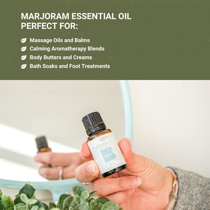 Nature Packaged Marjoram Essential Oil - Direct from Al Sheikh for Export Egypt - Steam Distilled - Aceite de Mejorana for Aromatherapy, Massage, Diffuser, DIY Candle and Soap Making - 8oz