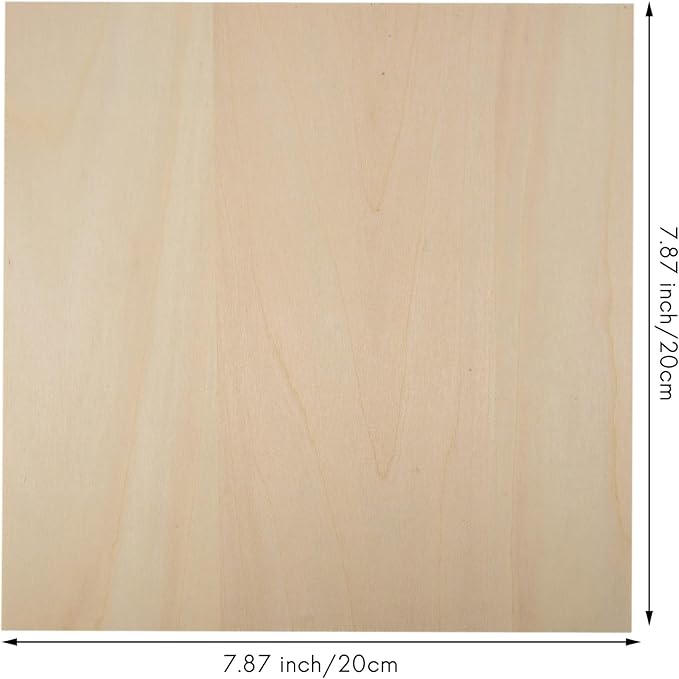10Pcs 20X20X0.2cm Basswood Sheets Unfinished Wood Board, Rectangle Blank Wooden, Wooden Cutouts for Crafts