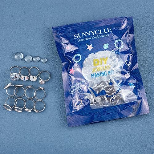 SUNNYCLUE 40Sets 80Pcs Cabochon Ring Blanks Glass Cabochons Ring Base Stainless Steel Rings Bezel Flat Round Tray Adjustable Finger Rings Findings for Women DIY Silver Color Ring Making Kits Supplies - Image 7