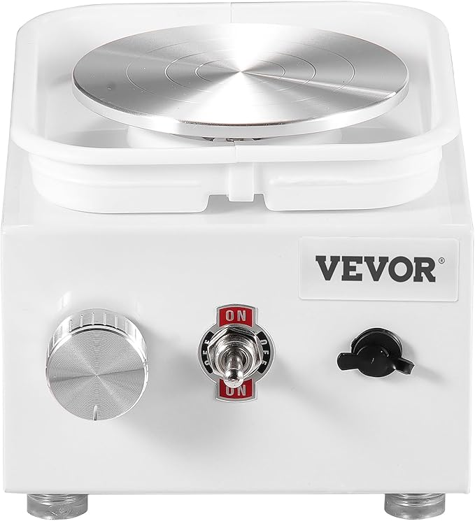 VEVOR Mini Pottery Wheel for Kids & Beginners, 2 Turntables 2.6in/3.9in Two-Way Rotation, 0-320RPM Adjustable Speed, with 18pcs Accessories Tools, Craft Christmas Gifts for Kids Teens Adults, White