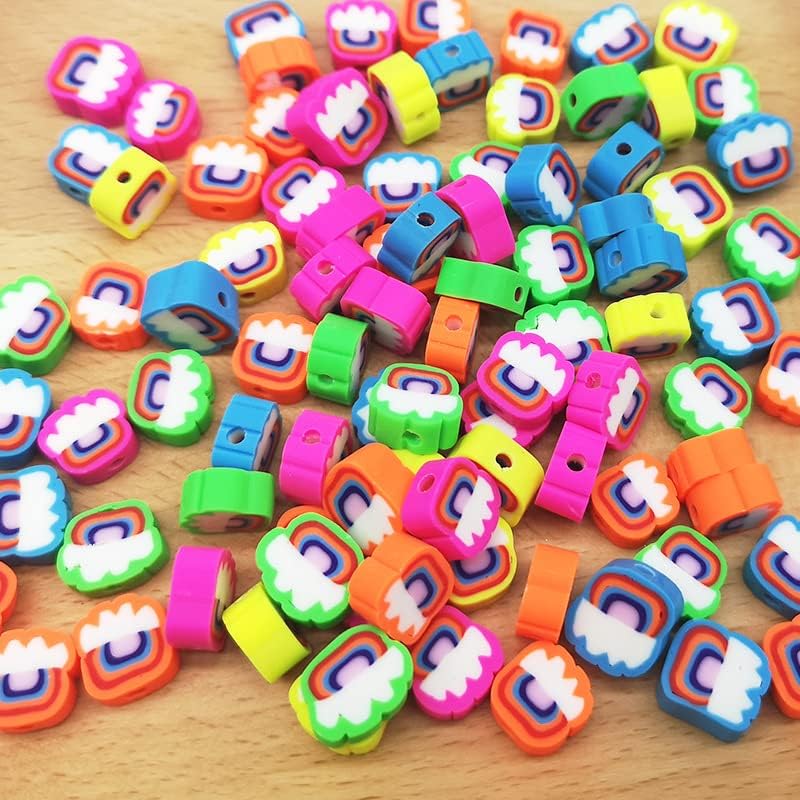 100pcs Colorful Rainbow Polymer Clay Spacer Beads for Women Jewelry Making DIY Bracelet Necklace Hair Clip Accessories (Colorful Rainbow) - Image 6
