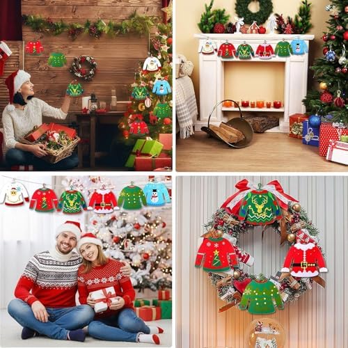 Kasyat 12 Pcs Christmas Ugly Sweater for Families DIY Felt Ornaments Kits - Image 7