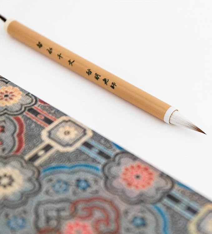 Professional Chinese calligraphy brush, Weasel tail hair Wolf Hair Lang Hao Sumi-e Brush for Zhi Yong's Thousand Character Classic, liquid Ink Brush for Running script Kanji Art, Zhi Yong Qian Wen 1pc