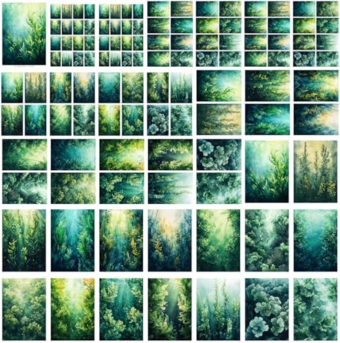 Decoupage Paper Pack (35 Sheets 6"x8") Underwater Greens: Beautifully Painted Aquatic Plants Swaying in The Ocean Depths, Illuminated by Ethereal Rays of Sunlight FLONZ Vintage - Image 4