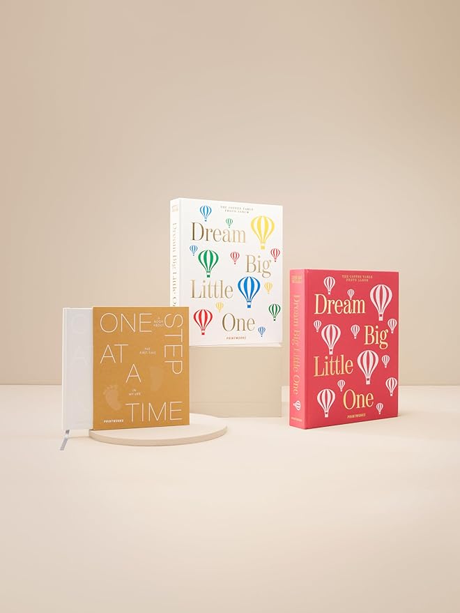 Printworks One Step At A Time – Baby Memory Book - 64-Page Photo album Keepsake with Slipcase - Premium Baby Book for Photos - Elegant Picture Organizer for Girls & Boys - Shelf-Display Ready Design