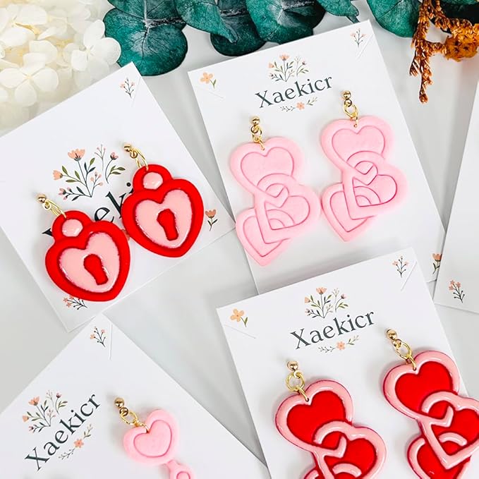 Xaekicr Heart Lock and Key Clay Cutters Set – 3PCS Polymer Clay Cutters for Earrings, Valentine’s Day Clay Earring Cutters, Polymer Clay Molds for Jewelry Making, Clay Tools