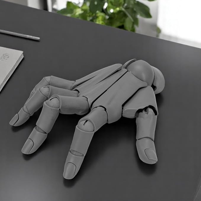 1:1 Right Hand Model for Drawing, Articulated Flexible Artist Manikin Figure with Adjustable Joints, PVC Poseable Sketching Tool, Moveable Mannequin for Artists, Painting, Displaying, Desk Decor, Gray