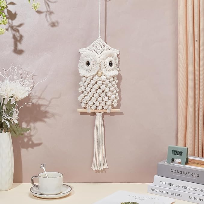 FREEBLOSS Macrame Owl Kit for Beginners Macrame Wall Hanging Kit Macrame Tassels Wall Haning Boho Wall Hanging DIY Macrame Kit Macrame Owl Wall Hanging Decor for Adults Gift