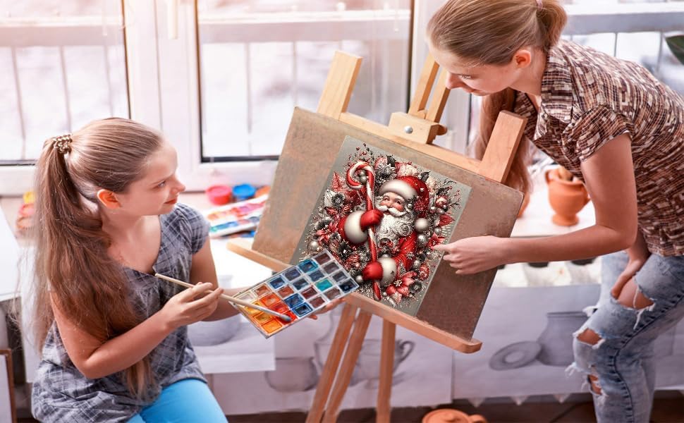 TCDZMYGS 4 Pack Christmas Paint by Numbers Kit for Adults Beginner,Paint by Number Kits Without Frames,DIY Acrylic Oil Painting by Numbers for Home Wall Decor 12x12-12x16 inch - Image 7