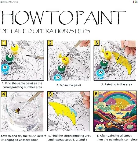 KYOQFVN 2 Framed DIY Paint by Numbers for Adults Beginner, Paint by Number for Adults Framed Canvas, Painting by Numbers for Adults, 2 8x8, Paint by Number for Adults, Crafts for Adults (with Frame) - Image 6