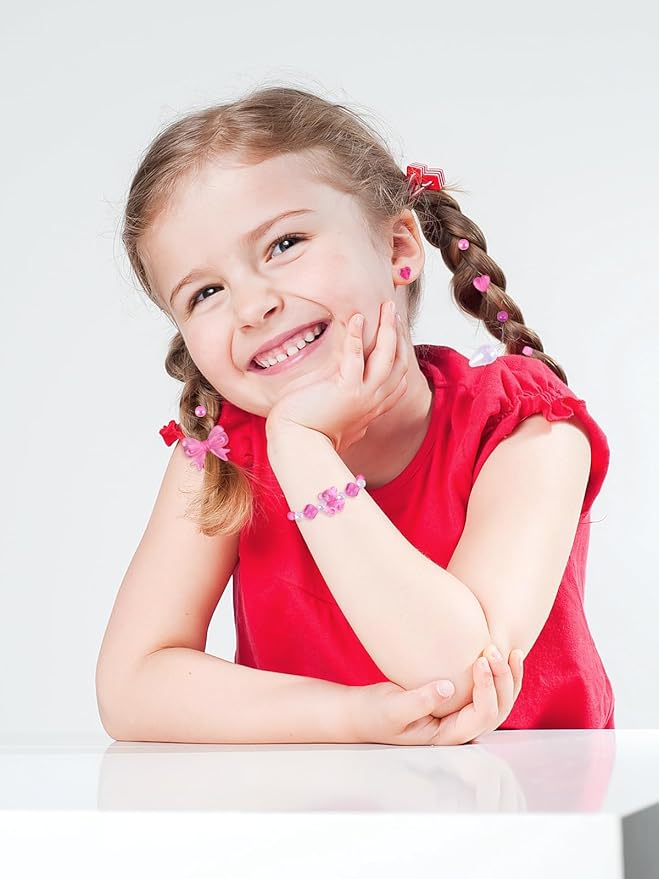 150PCS Acrylic Pastel Beads for Jewelry Making, Kalolary Colorful Bow Butterfly Flower Kawaii Plastic Candy Heart Cute Macaroon Aesthetic Beads for Bracelet Necklace DIY Supplies (Rose Pink)