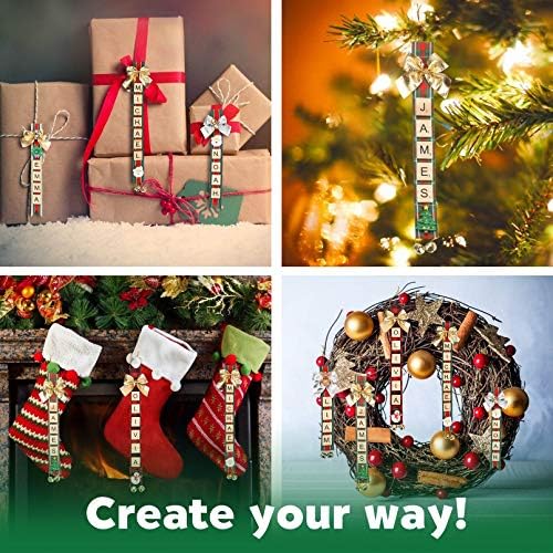 Christmas Ornaments Tree Decorations Personalized Crafts for Girls Adults Kids Kit DIY Ribbon Letter Tiles Bells Rustic Stockings Name Tags Hanging Xmas Decor for Gifts Wreath Room Holiday - Image 6