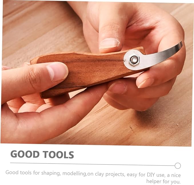 LIFKOME Metal Pottery Clay Sculpture Carving Tool with Comfortable Handle Wood and Metal Material for Precise DIY Clay Trimming and Sculpting Crafts