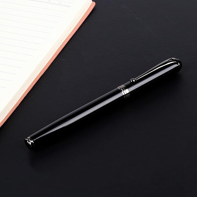 Zalantan Fountain Pen-Smooth Writing Metal Water Pen with Gift Case Fine Nib Consistent Ink Flow Luxury Pen for Nice Pens Includes a Calligraphy Nib 8 Cartridges a Ink Refill Converter(Grey)