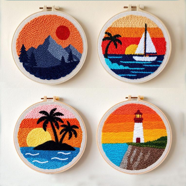 Punch Needle Kit Beginners Beach Landscape Embroidery Kit DIY Craft Lovers - Image 5
