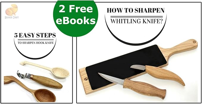 BeaverCraft S13L Wood Carving Tools Set for Spoon Carving 3 Knives in Tools Roll Leather Strop and Polishing Compound Hook Sloyd Detail Knife Left-Handed Spoon Carving Knives (S13L Left-Handed)