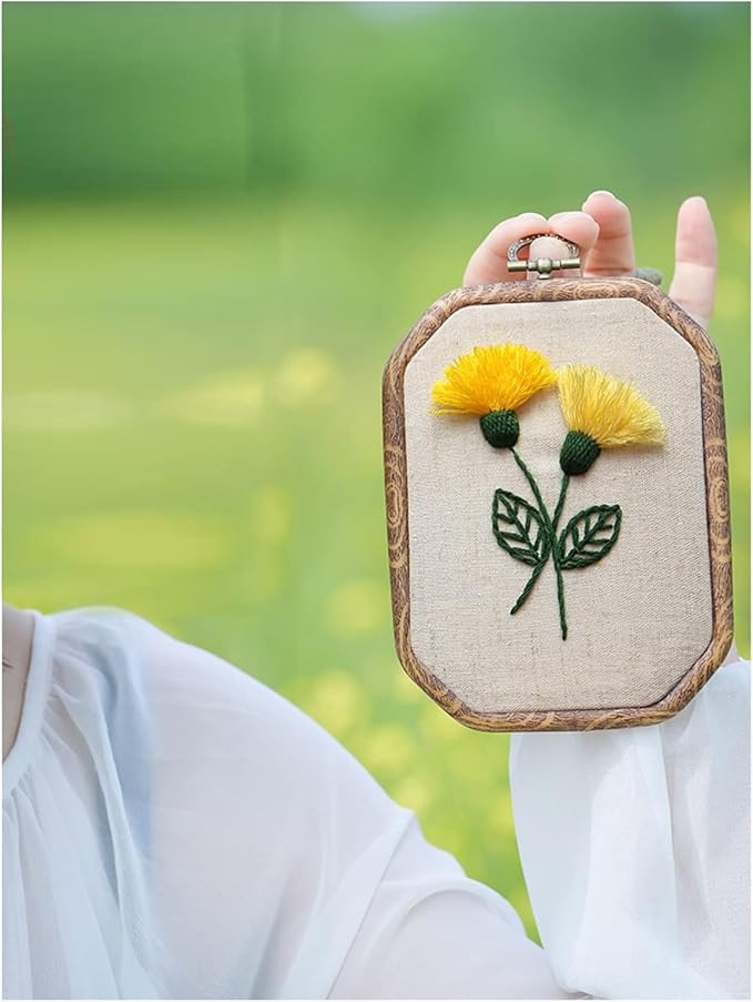 Maydear 3 Sets Embroidery kit for Beginners Adults,Embroidery Kit Punch Needle Kit Cross Stitch Kits with Embroidery Hoop and Instructions,Hand Embroidery Starter Kit (A)