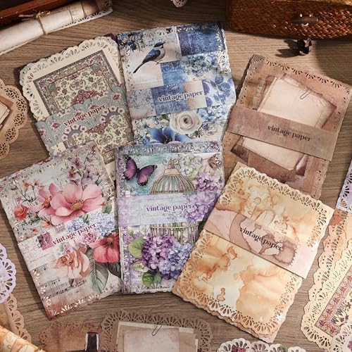 66 Sheets Lace Edged Scrapbook Paper Set, 6 Packs Vintage Decorative Paper Scrapbooking Supplies for Letter Writing Background Stationery Ephemera for Junk Journaling, DIY Art Collage 4.9x6.9 IN - Image 6