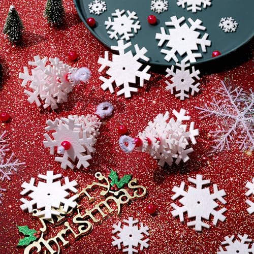 Buryeah 50 Sets White Snowflake Layered Christmas Tree Ornament Craft Kit - Image 7