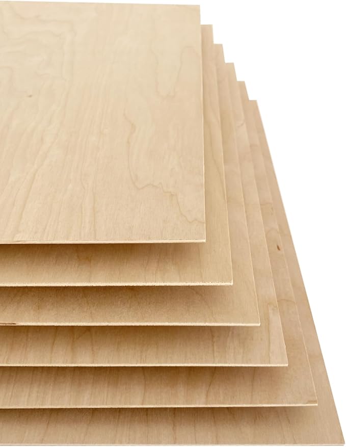 from Baltic Birch, 3mm 1/8'' x 12'' x 18'' Plywood, Craft Grade B/BB Veneer, Box of 6 pcs Sheets, Available for Laser & CNC Cutting, Engraving, Wood Burning, DIY Handwork, Art Painting, by Tomato.Wed