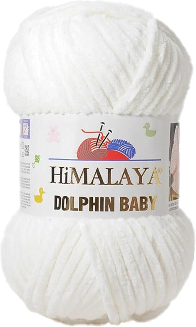 1 Skein/Pack Himalaya Dolphin Baby Chenille Yarn, Each Ball 100 gr (3.5 oz), 120 m (132 Yards), 100% Polyester, Super Bulky Baby Blanket Velvet Amigurumi Yarn, 80301 - Snow White