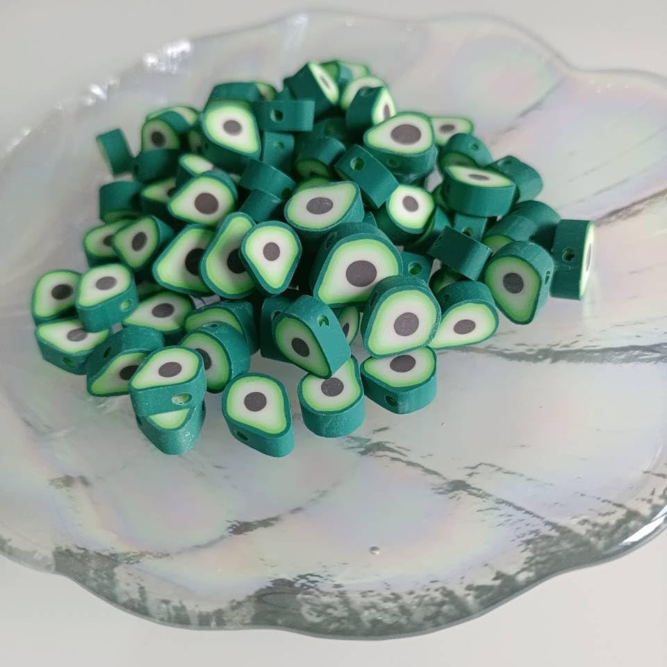 100pcs Green Avocado Polymer Clay Spacer Beads for Women Jewelry Making DIY Bracelet Necklace Hair Clip Accessories (Avocado) - Image 7