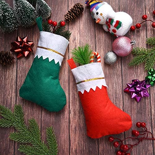 Skylety 24 Pcs Red and Green Christmas Felt Stockings Bulk 3.94 x 7 Inches Christmas Tree Hanging Ornaments for Family Fireplace Xmas Holiday Party Decorations DIY Craft Large Xmas Stocking Bags - Image 7