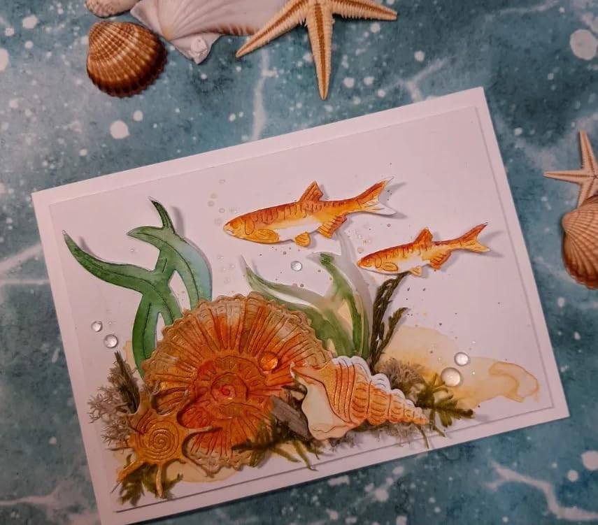 Lapoo Cutting Die for Scrapbooking, 3D Backgrounds Frame New Cutting Dies DIY Album Card Making Decor Paper Craft Metal Die Cuts Party Decorations (Whelk Sea 3.9 x 3 in) - Image 7