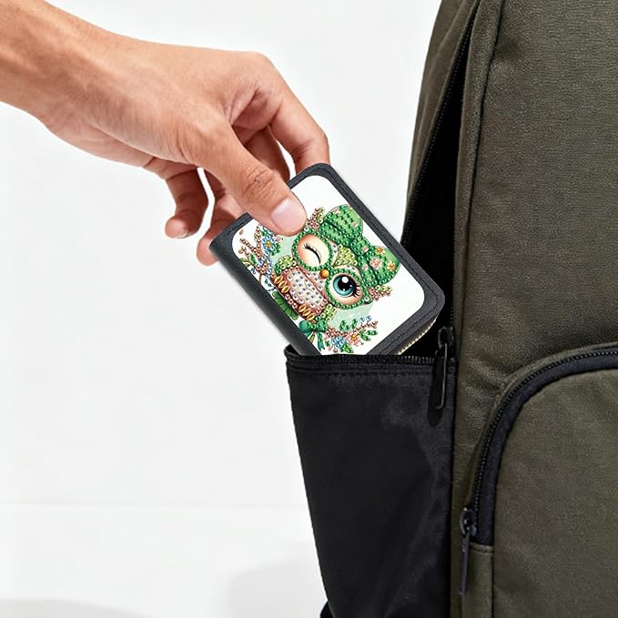 Diamond Painting Credit Card Holder Owl Diamond Art Credit Card Wallet Animal Gem Art Wallet Animal Gem Painting Coin Purse Owl Mosaic Kits for Adults Billfold Embroidery Kit Billfold