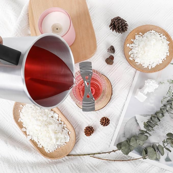 SAEUYVB Light Candle Making Pouring Pot, Holds for 4 pounds, Aluminum Wax Melting Pot with Heat-Resistant Handle and Dripless Pouring Spout for Candle Making,3L