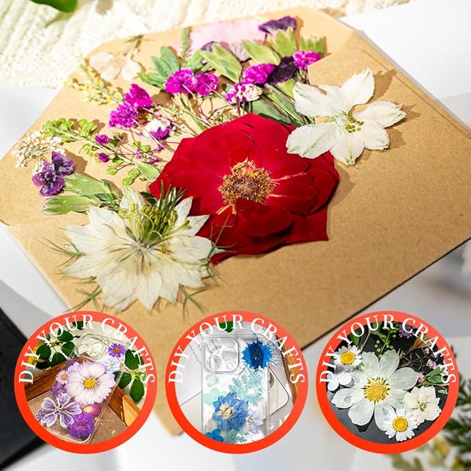 Bouquet Set Dried Pressed Flowers, 100 Pcs Mixed Dried Flowers for Resin, Bulk Natural Dry Floral Resin Fillers Decoration Accessories for DIY Crafts, Scrapbooking