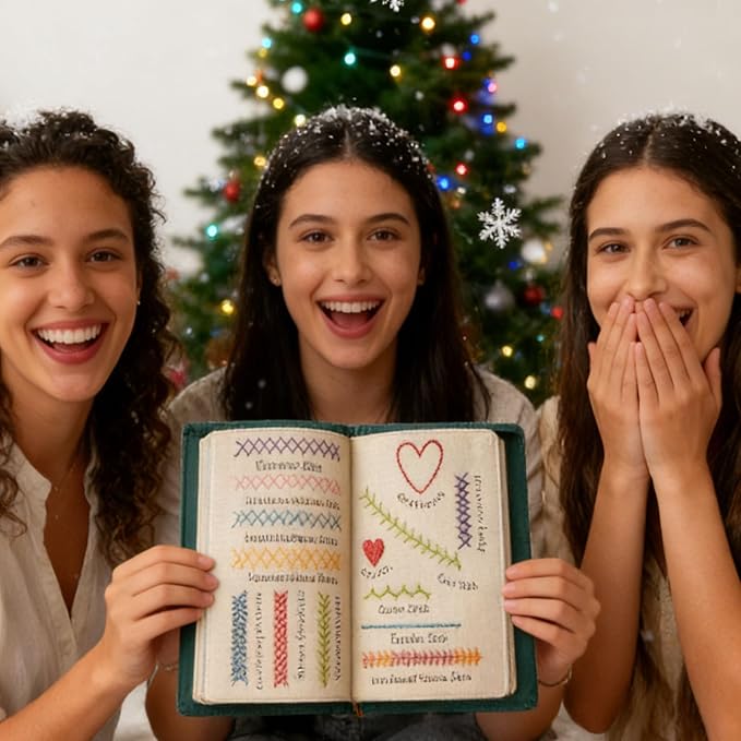 YEYDYQPT 86 PCS Beginner Embroidery Kit, Embroidery Stitch Book Kit, 106 Patterns with Tools & Tutorials, Portable All-in-One Hand Embroidery Book for Adults & DIY Craft Lovers