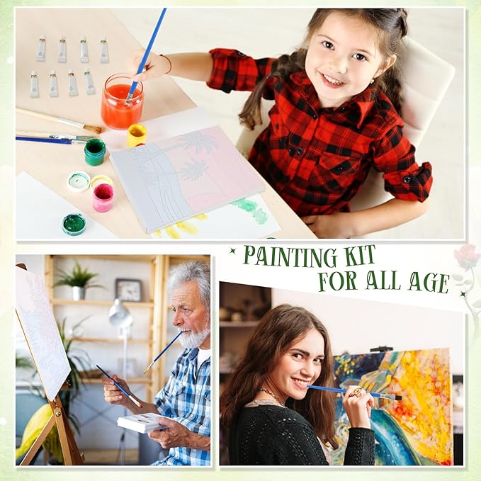 Nezyo 12 Sets Paint by Numbers Kit with Frame for Adult Beginners, Paint by Number DIY Acrylic Painting Canvas for Painting Party, Classroom Activity Birthday Gift, 8 x 8 Inch
